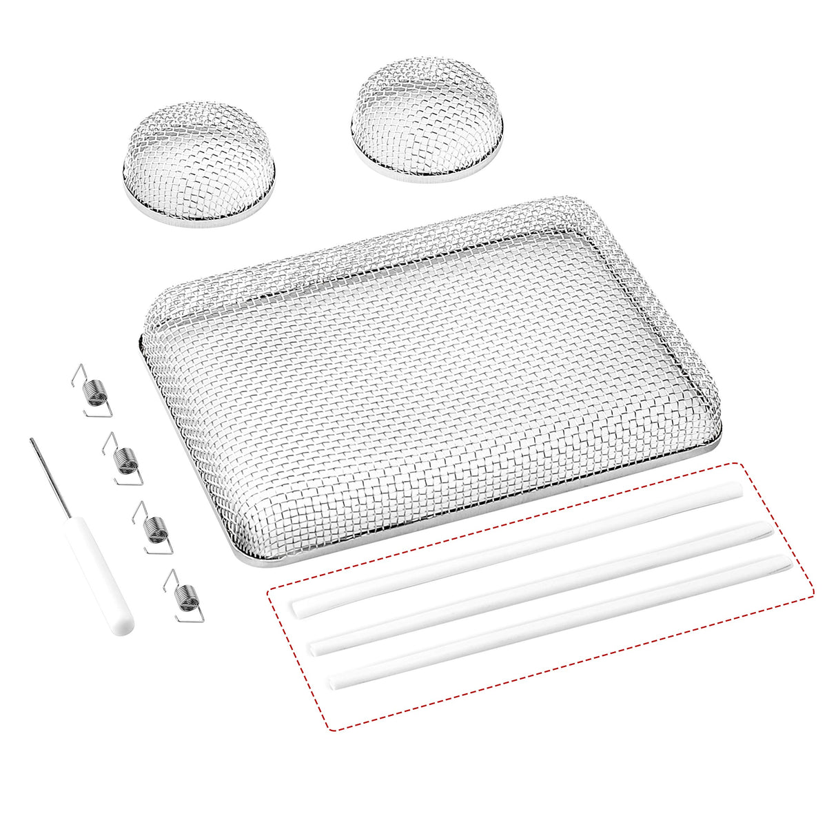 RVGUARD furnace-fitting screen with 2.8x1.3 inch mesh improves airflow and blocks insects.