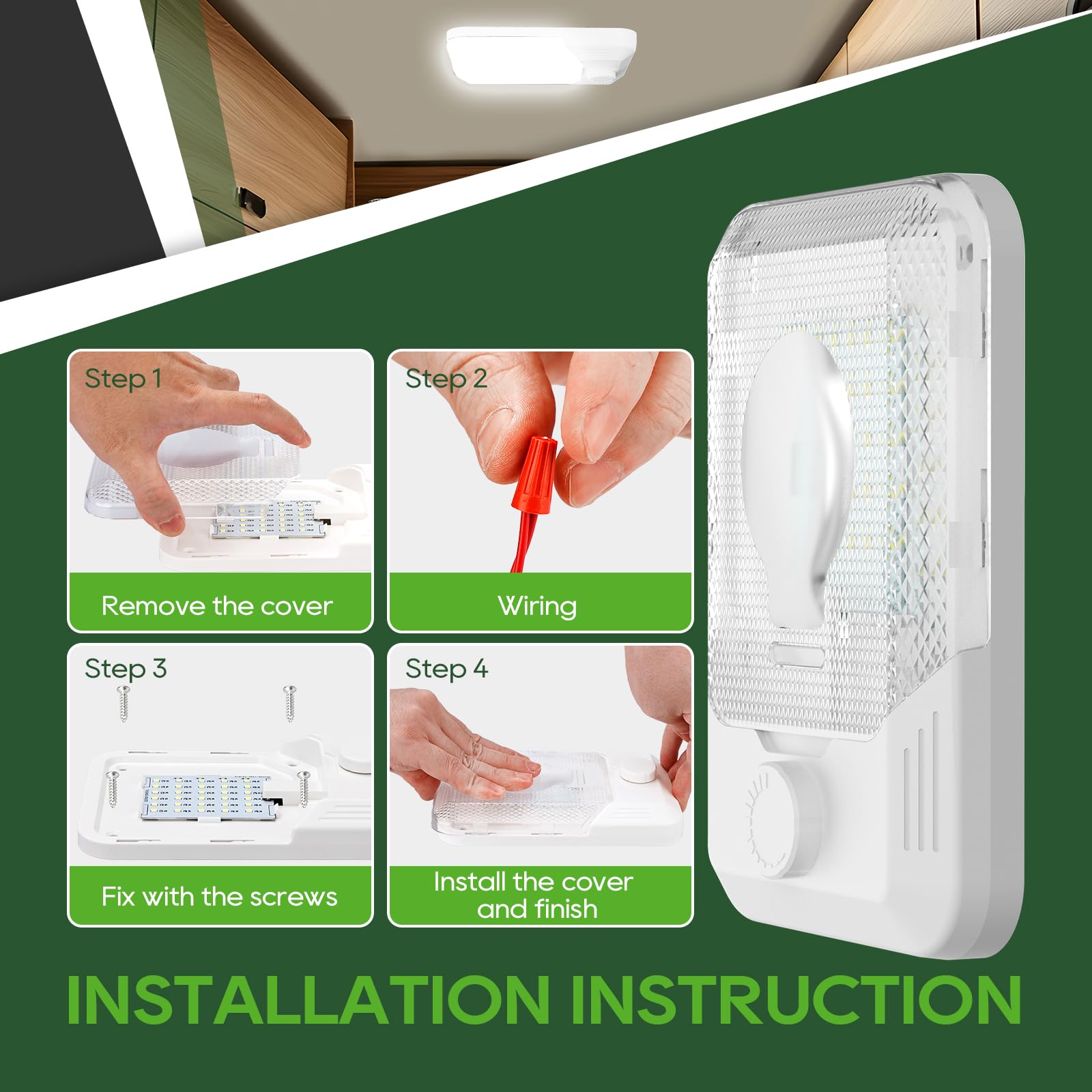 6500K cold white LED delivers bright, clear RV interiors