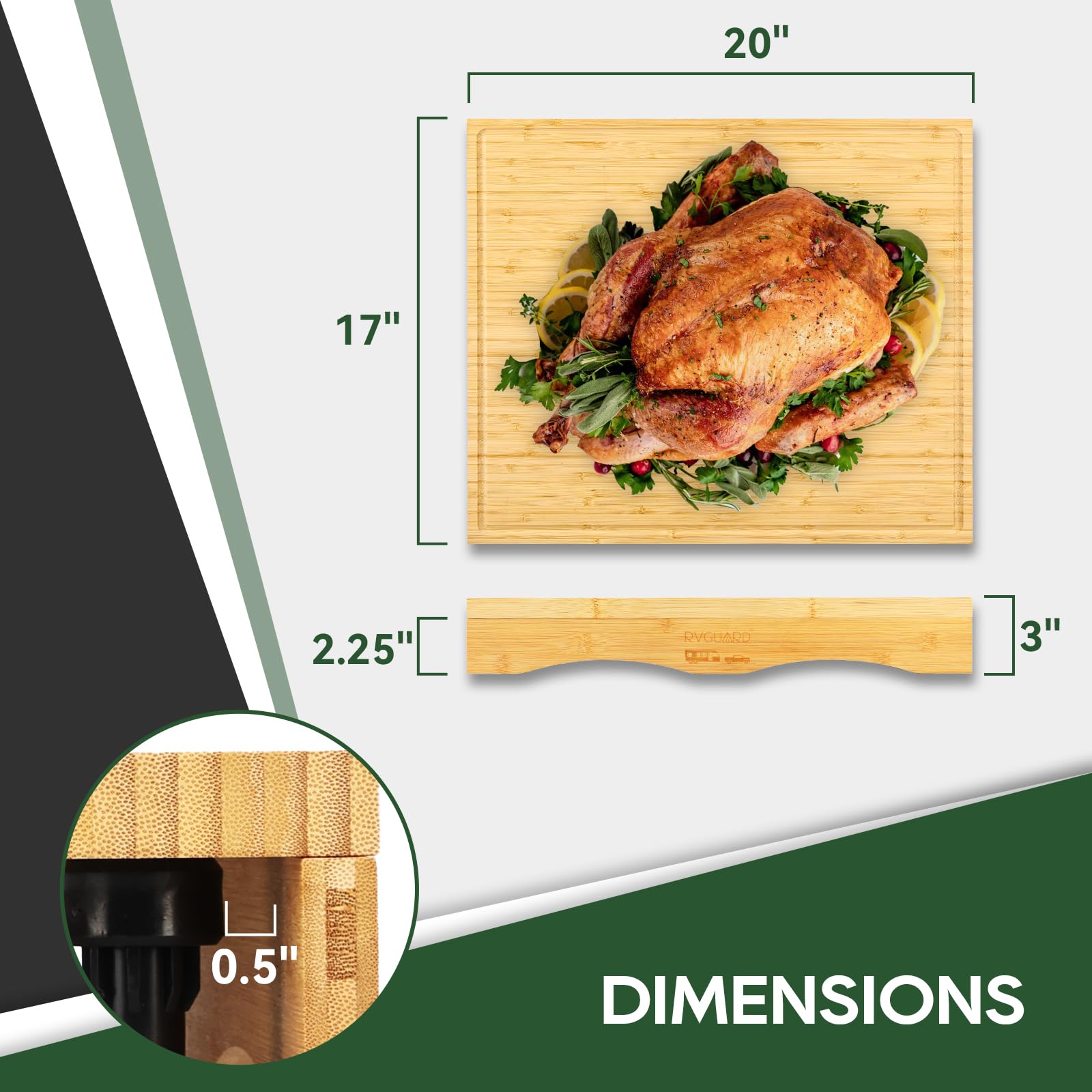 Built-in juice grooves keep drips contained while chopping with the RVGUARD board.