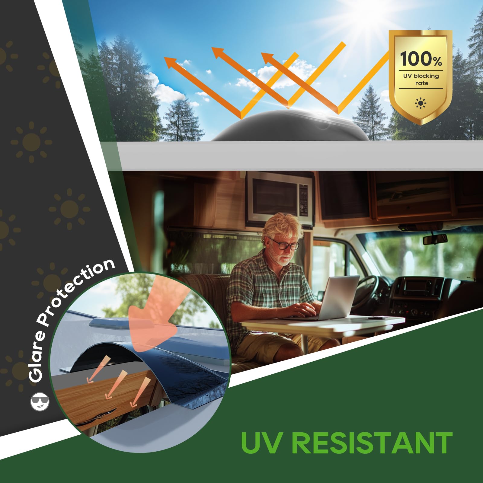 RVGUARD skylight universal-fit 14x22 opening, easy upgrade for many RV models.