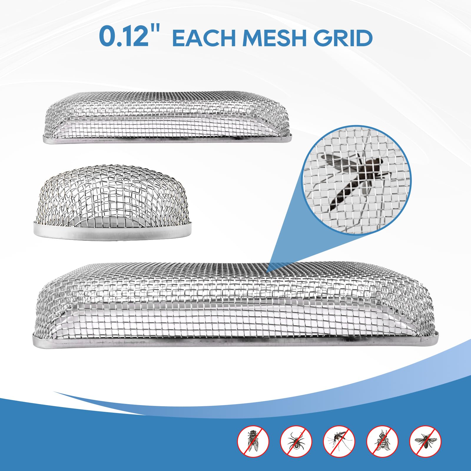 Close-up of stainless steel mesh showing corrosion resistance for RV protection.