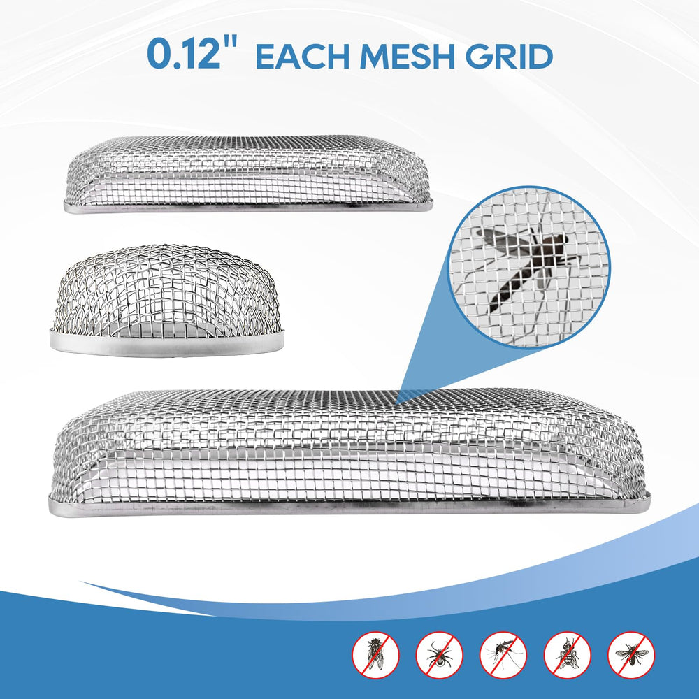 Close-up of stainless steel mesh showing corrosion resistance for RV protection.