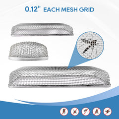 Close-up of stainless steel mesh showing corrosion resistance for RV protection.