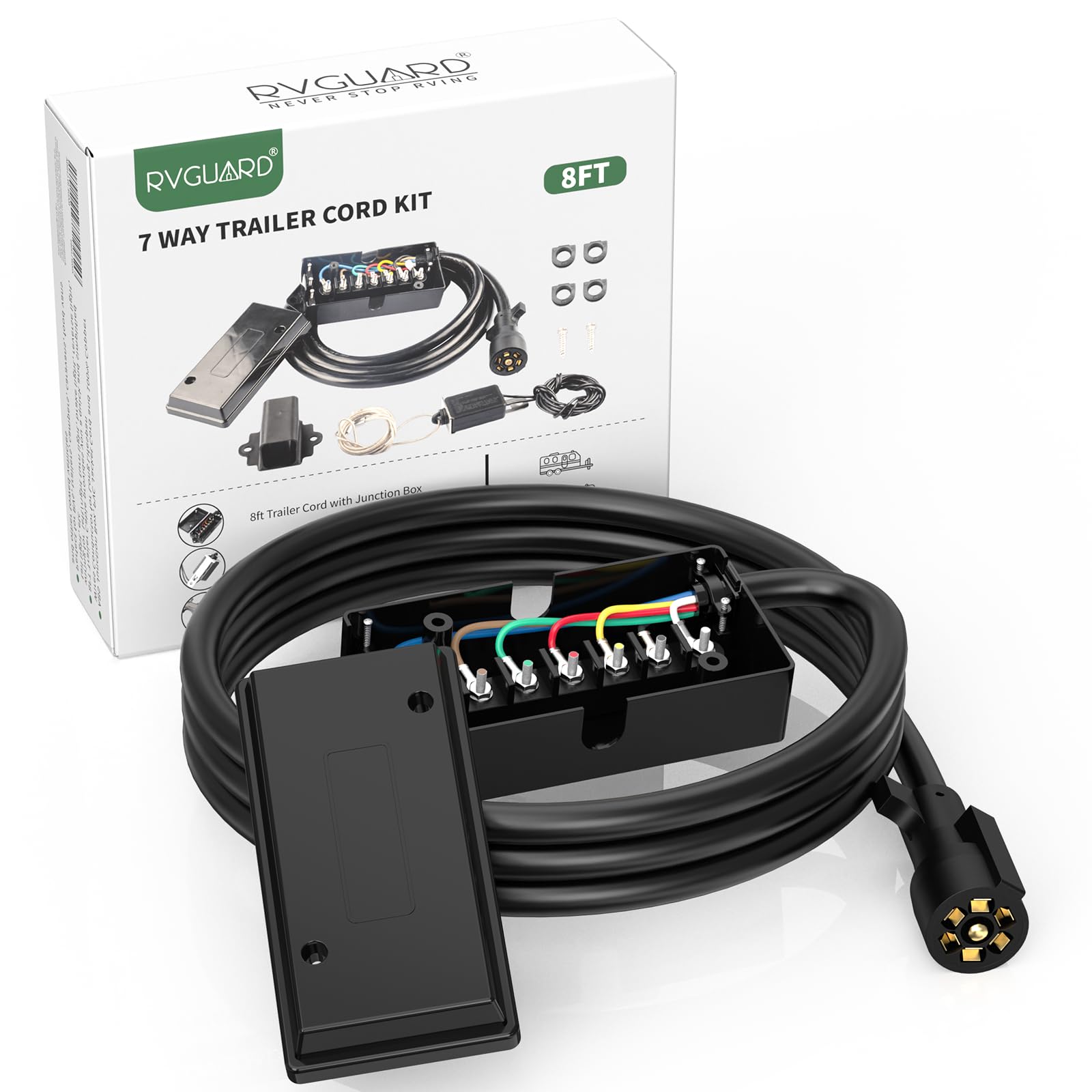 RVGUARD trailer wiring harness supports tail lights, brakes and signals