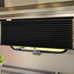 RVINGPRO RV blinds on a camper window providing privacy and shade