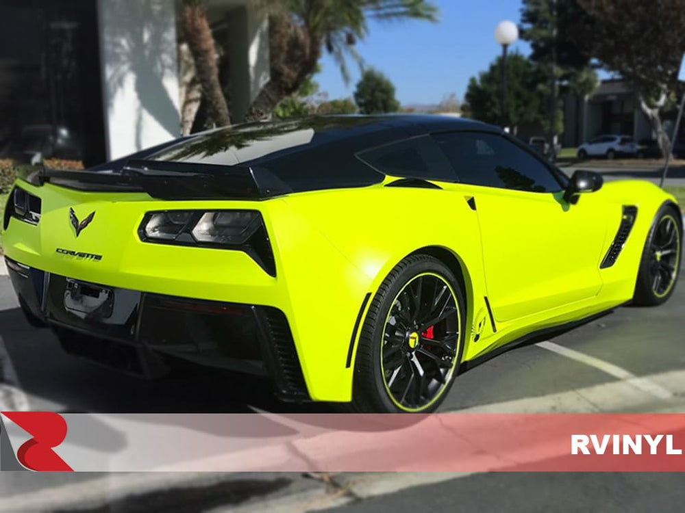 Vehicle wrap in neon yellow for a high-visibility finish