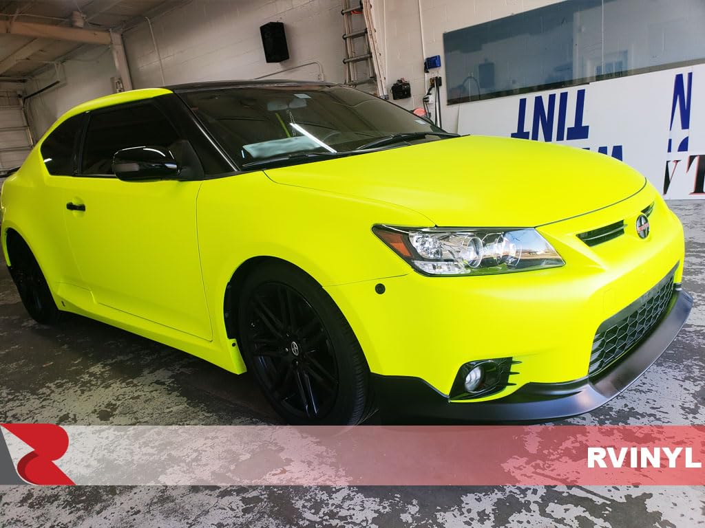 Satin finish texture of 3M 1080 neon yellow wrap