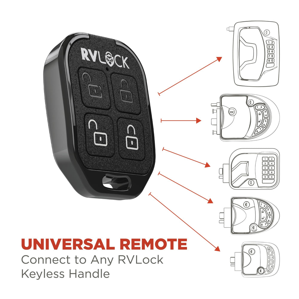 RVLock remote fob side profile highlights compact design for RVs