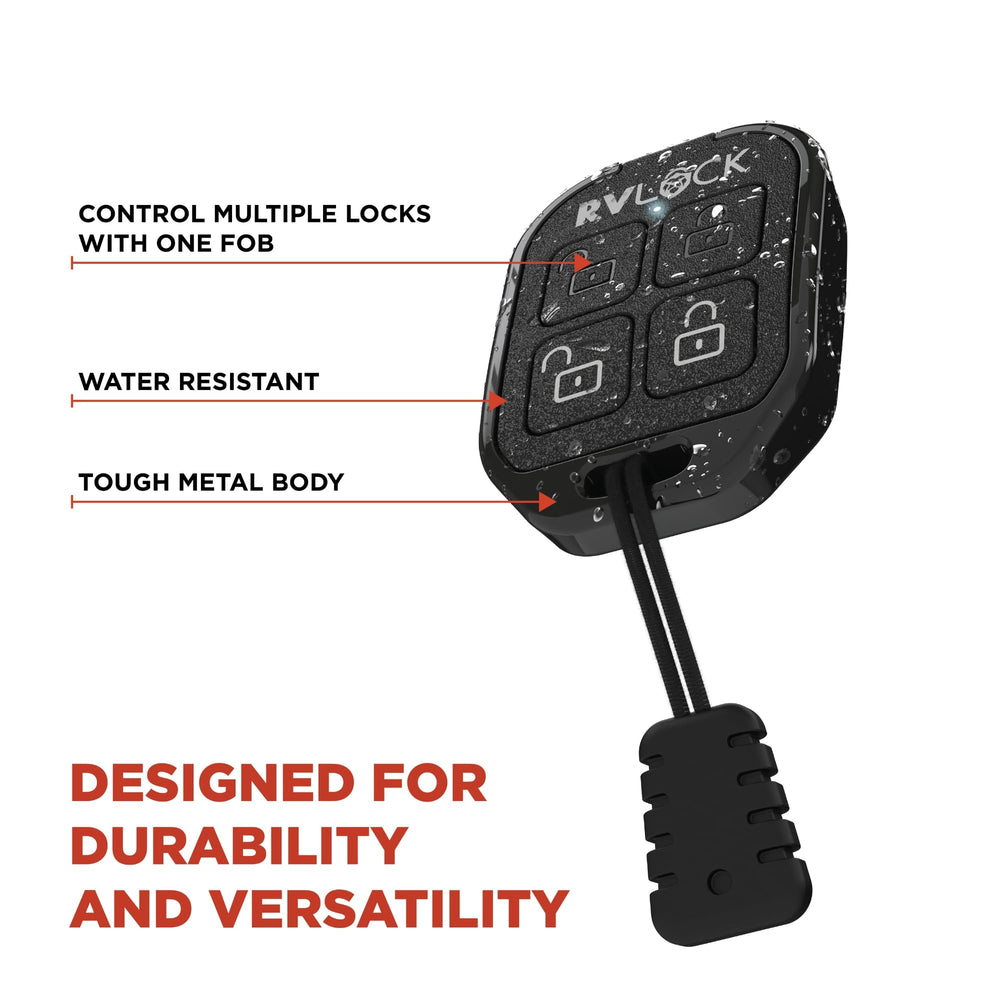 RVLock fob with keyring clasp showing secure attachment while traveling