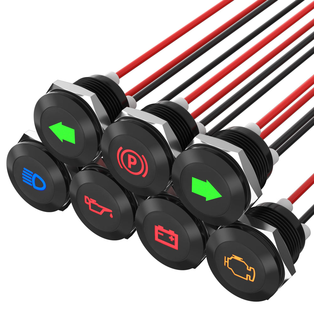RVMARINEPAT 12V LED indicator light bundle for dashboards, ideal for quick panel customization.