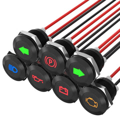 RVMARINEPAT 12V LED indicator light bundle for dashboards, ideal for quick panel customization.