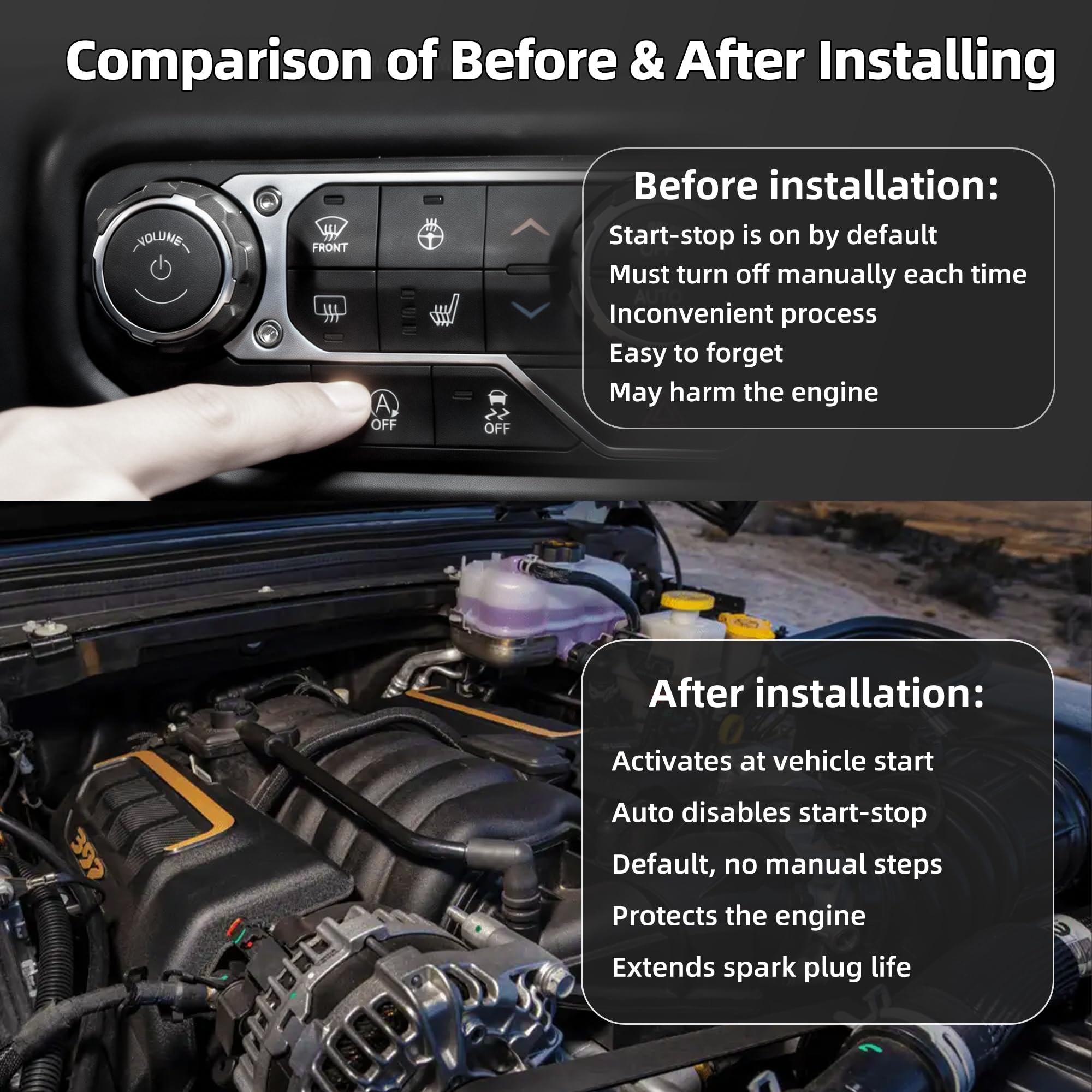 RVMARINEPAT eliminator in action, ignition disables Auto Start-Stop automatically