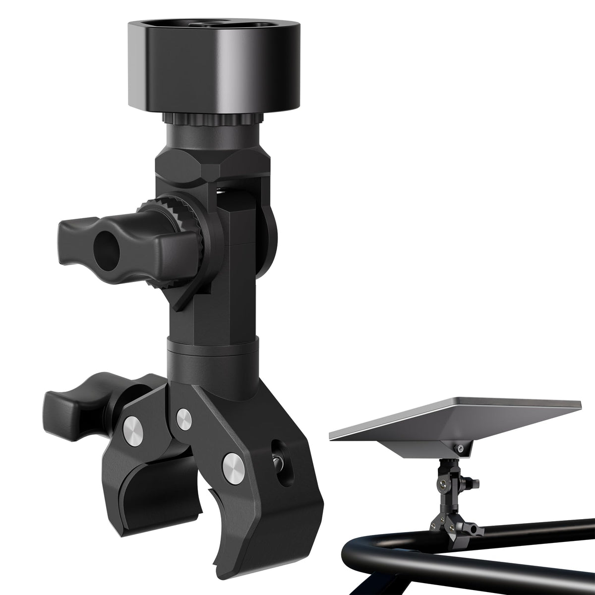 RVMARINEPAT Starlink Mini Clamp Mount on pole securing internet on the move