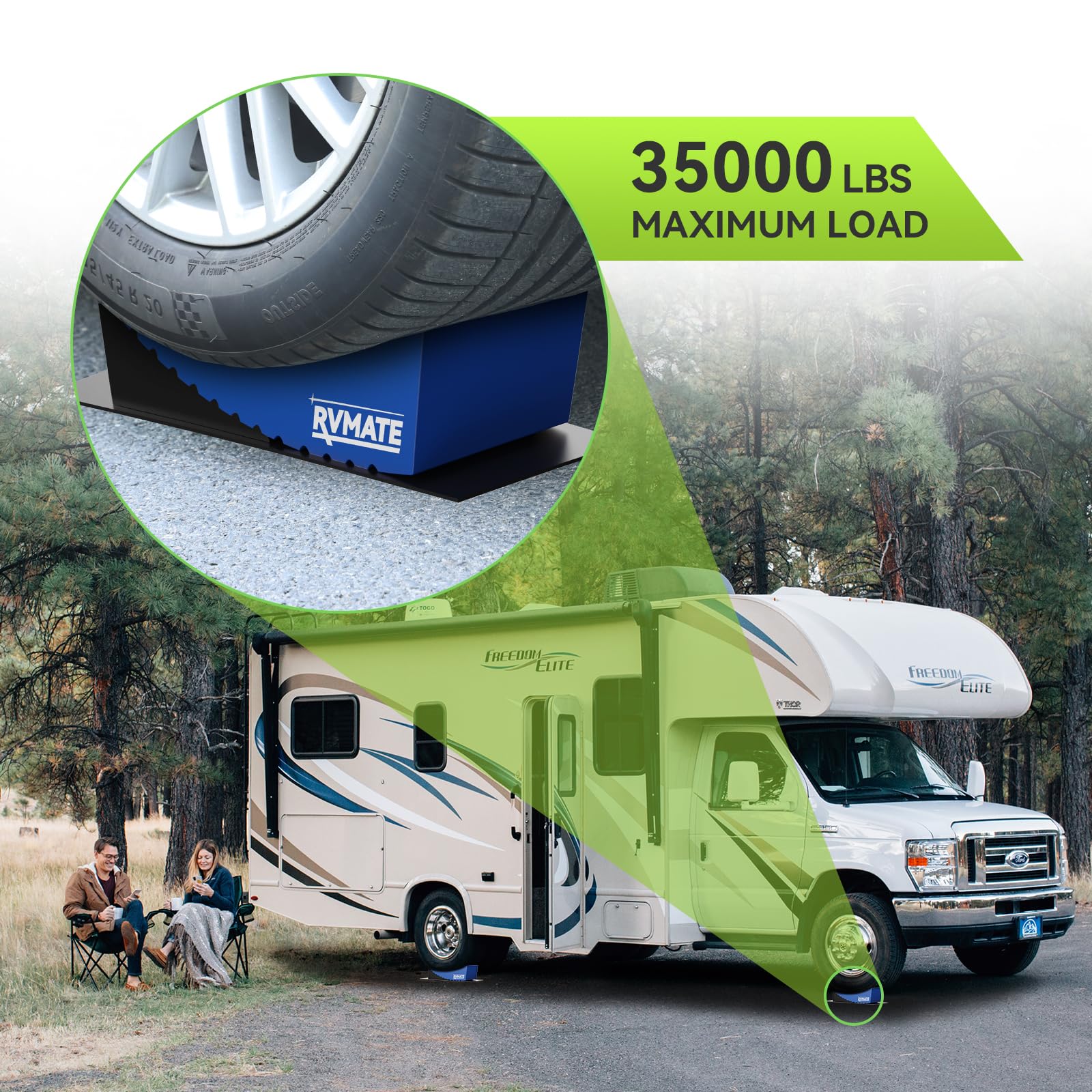 RVMATE level tool demonstrates precise height targeting for camper leveling.