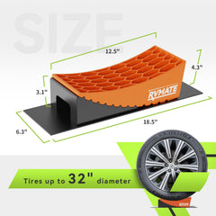 RVMATE wheel chocks pair stabilizes dual-axle trailers on uneven ground.