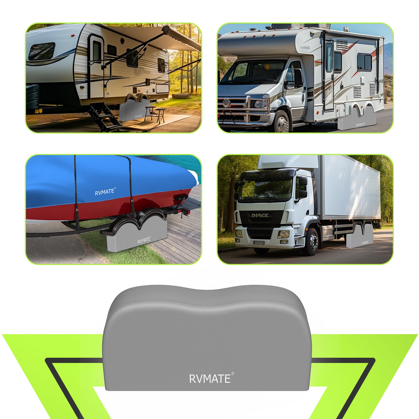 RVMATE grey tire cover for RVs and trailers protects wheels.