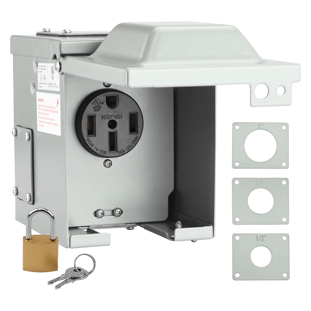 RVMATE 14-50R outlet box with roomy plug space for RV connections.