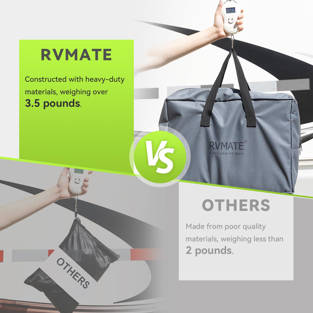 RVMATE oxford storage bag keeps tire covers organized when stored.