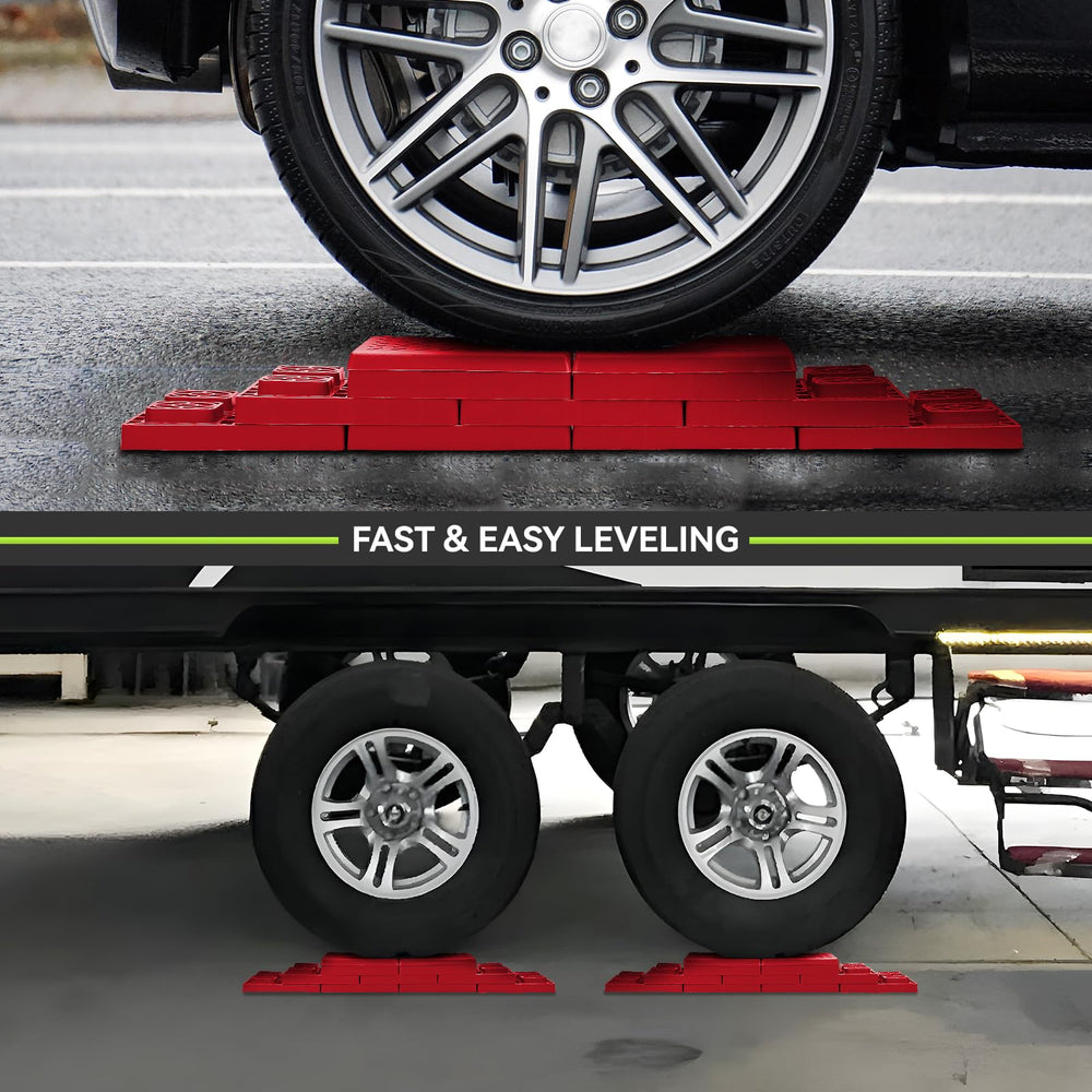RVMATE blocks on a campsite demonstrating stability on uneven terrain