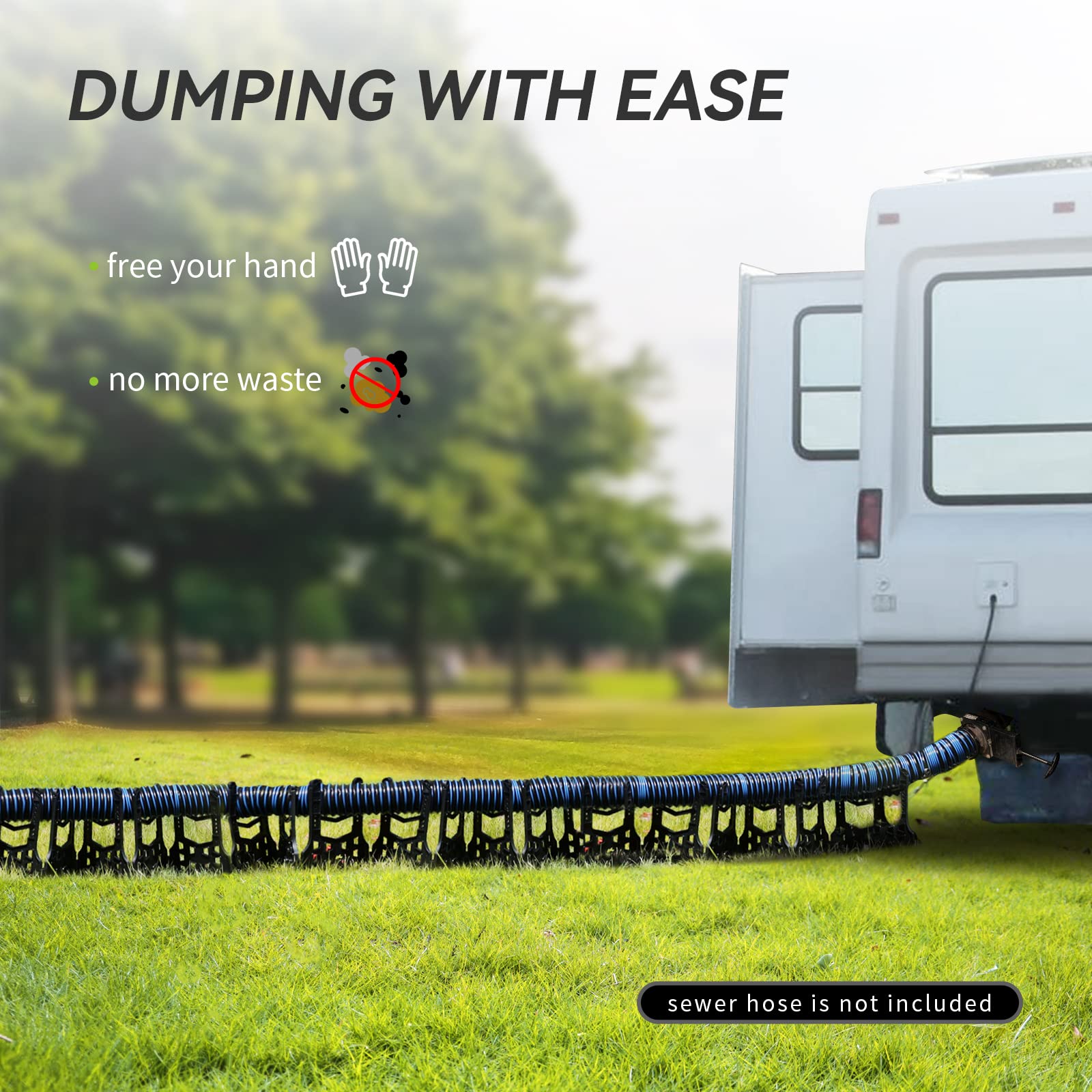RVMATE RV sewer hose support under waste port enables smooth connection