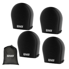RVMATE RV tire covers four-pack in black protecting tires from sun and snow