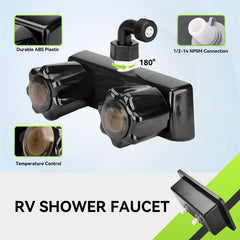 RVMATE shower head and hose assembly with full reach for outdoor rinsing