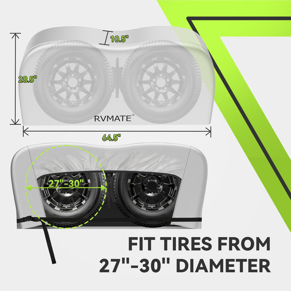 RVMATE silver-coated tire cover reduces heat under sunlight.