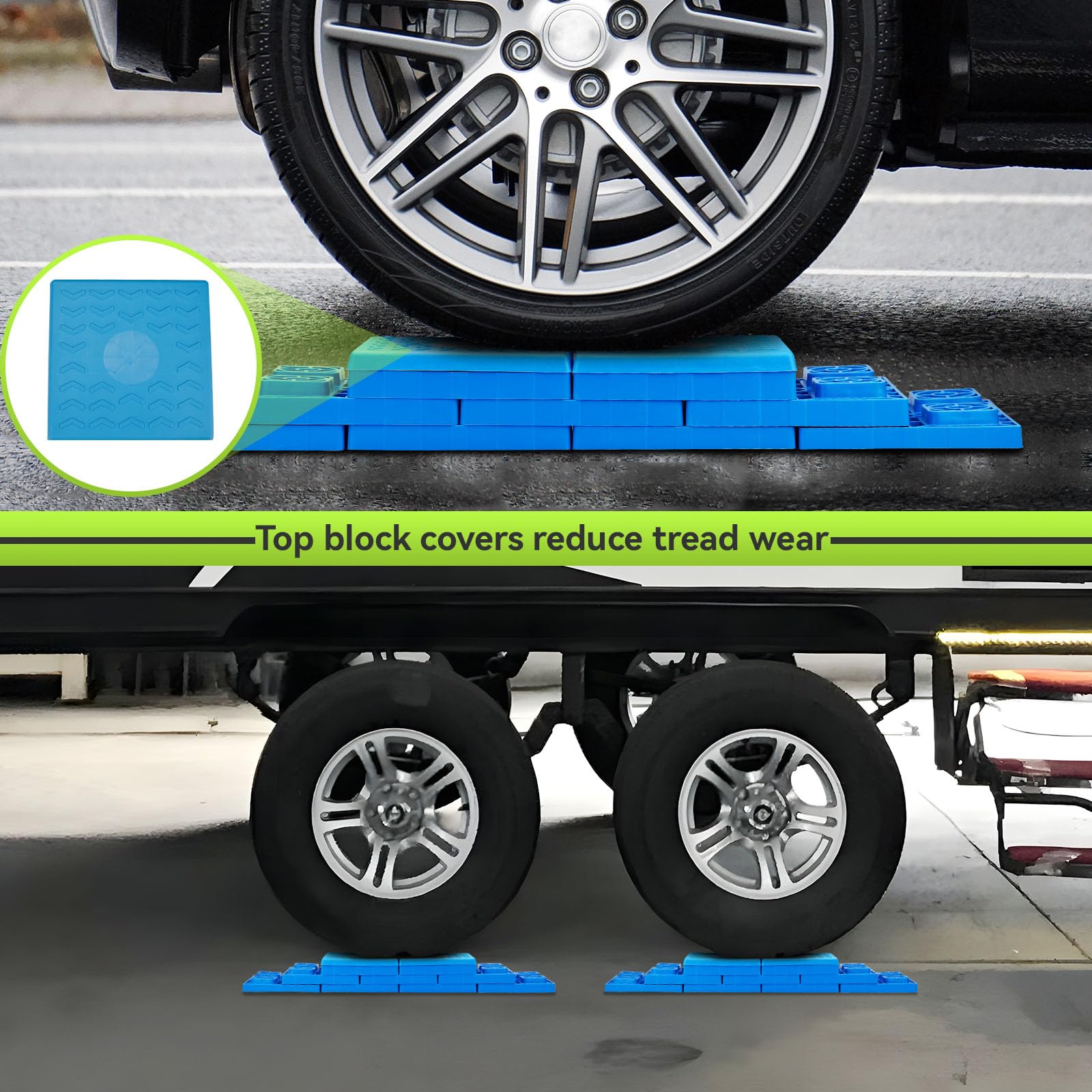 RVMATE top blocks pair for tire support and balance