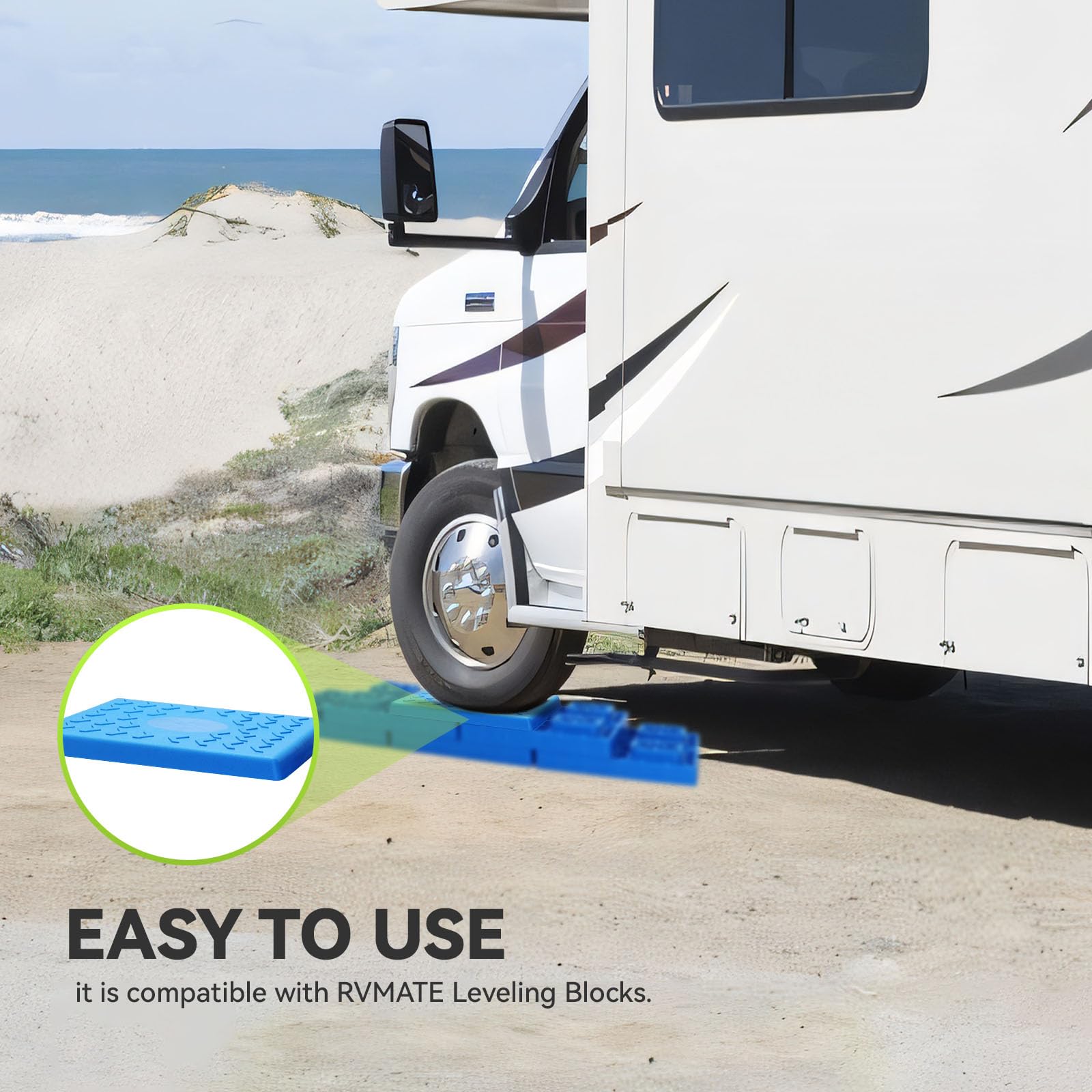 RVMATE durable top cover protects the leveling system from wear.