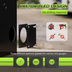 RVMATE TT-30R installation panel with pre-drilled holes eases wiring.