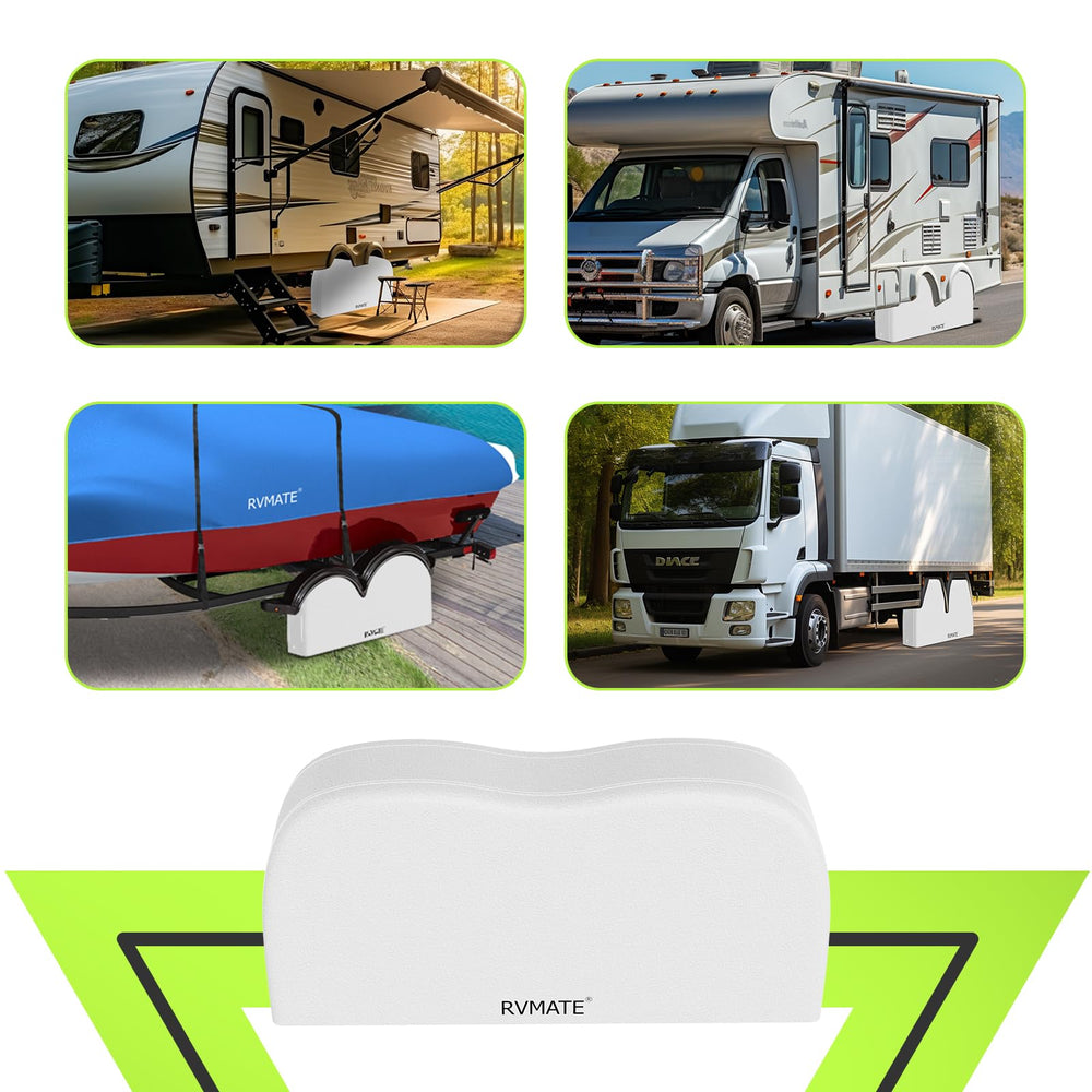 RVMATE white dual tire cover protects wheels from sun and dirt