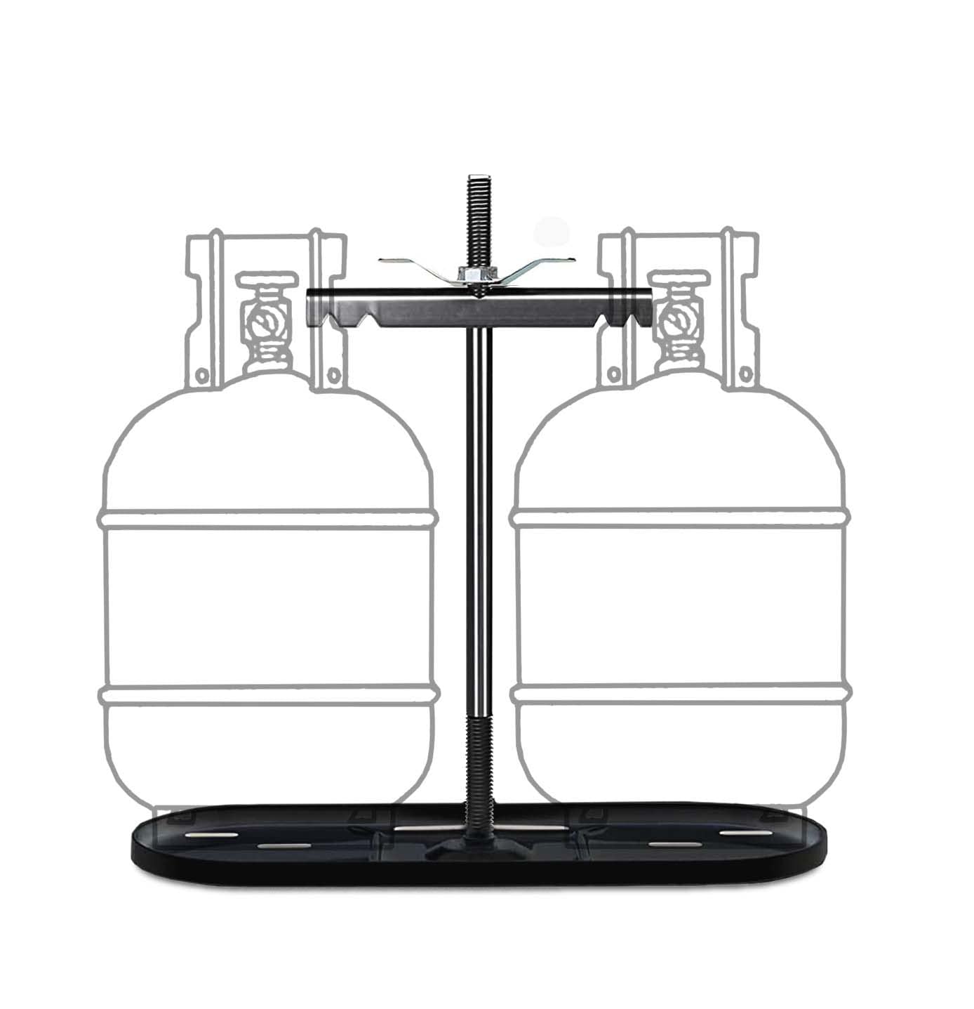 RVPNR RV dual propane rack securely holds two 20lb tanks.
