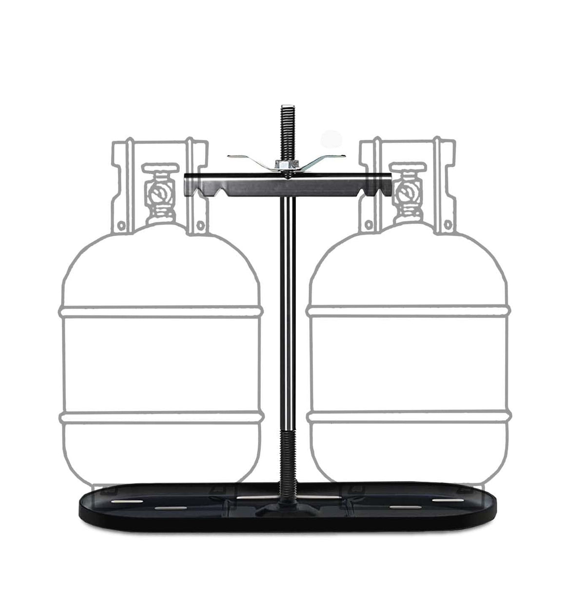 RVPNR RV dual propane rack securely holds two 20lb tanks.