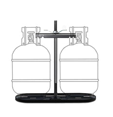 RVPNR RV dual propane rack securely holds two 20lb tanks.
