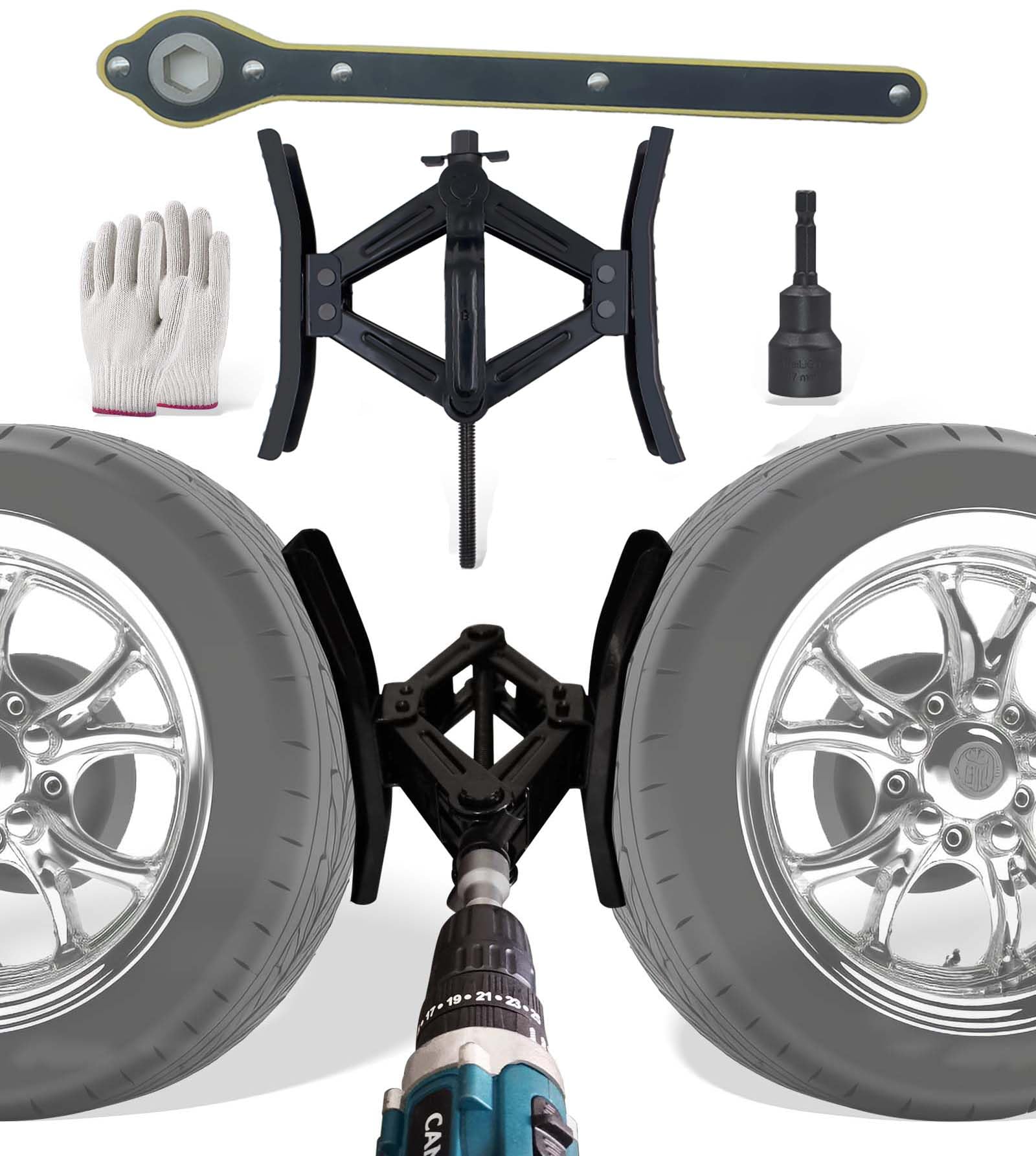 RVPNR RV Rotatable Wheel Chock Stabilizers with ratchet tool for stable parking on slopes