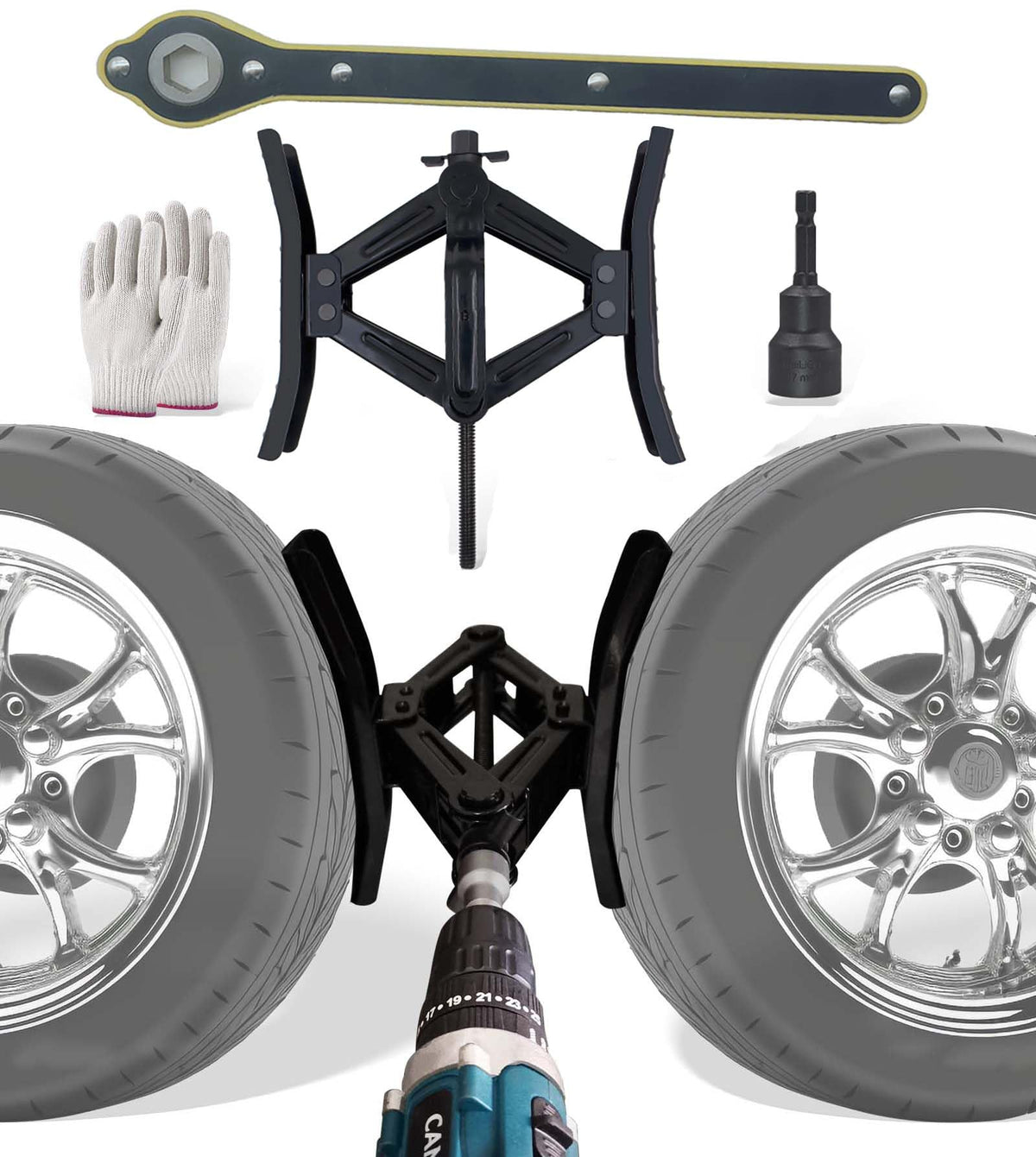 RVPNR RV Rotatable Wheel Chock Stabilizers with ratchet tool for stable parking on slopes