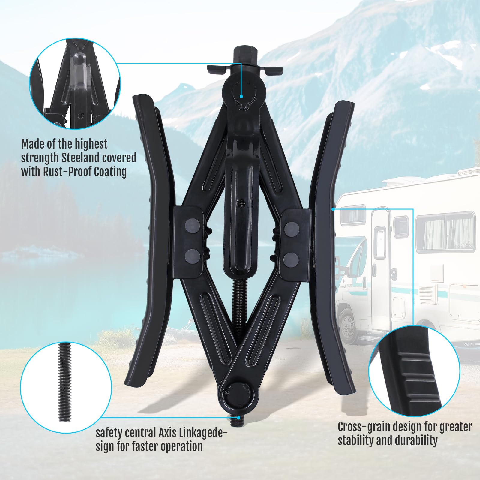 RVPNR wheel chock stabilizers stored in a bag for easy transport