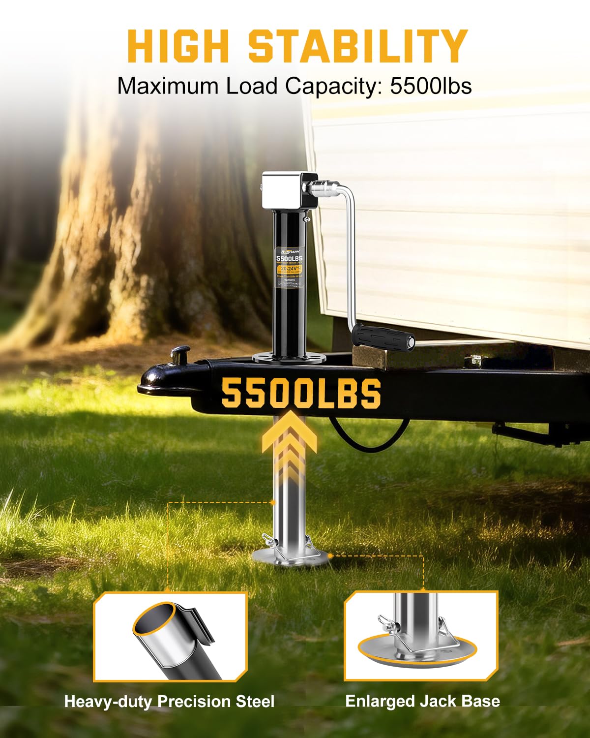 RVSHARK cordless drill compatibility enables rapid trailer setup
