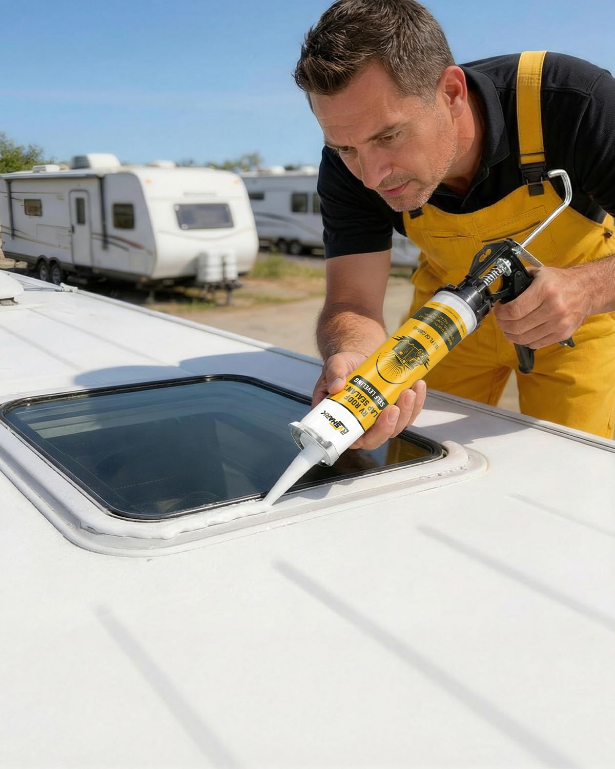 RVSHARK EPDM/TPO compatible seal bonds to common roof materials.