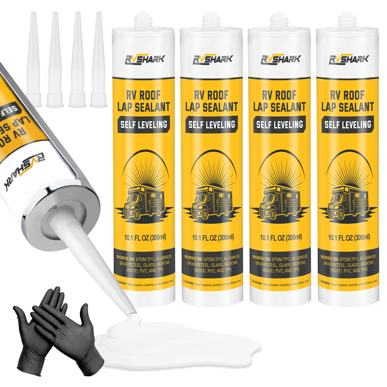 RVSHARK four-pack roof sealant box for reliable RV maintenance.