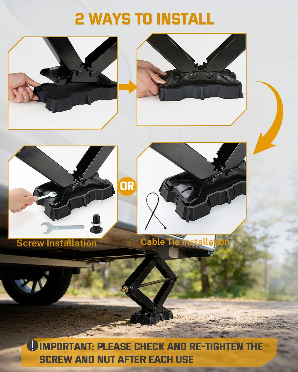 RVshark weatherproof pads protect the jack from moisture and wear