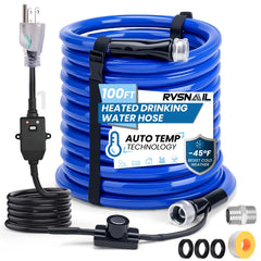 RVSNAIL 100ft heated hose in outdoor winter setup maintains water flow