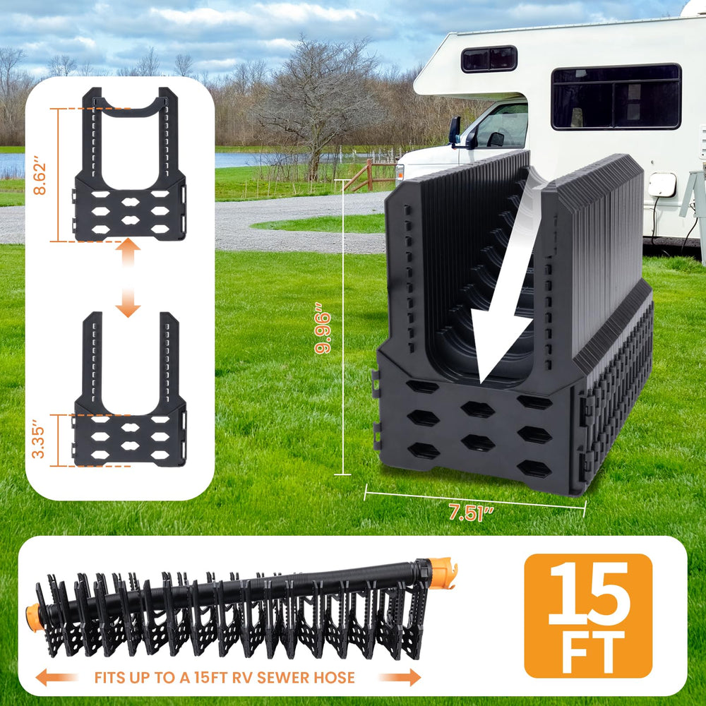 RVSNAIL 10ft adjustable hose support extended for flexible campground layouts.