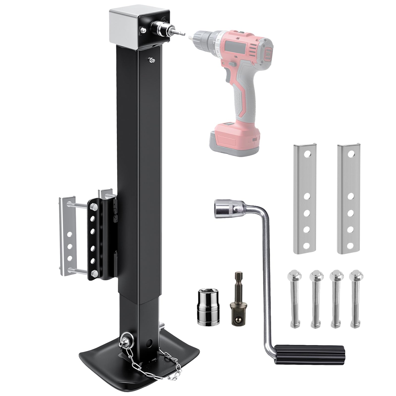 RVSNAIL 8000lbs trailer jack with electric operation for fast leveling.