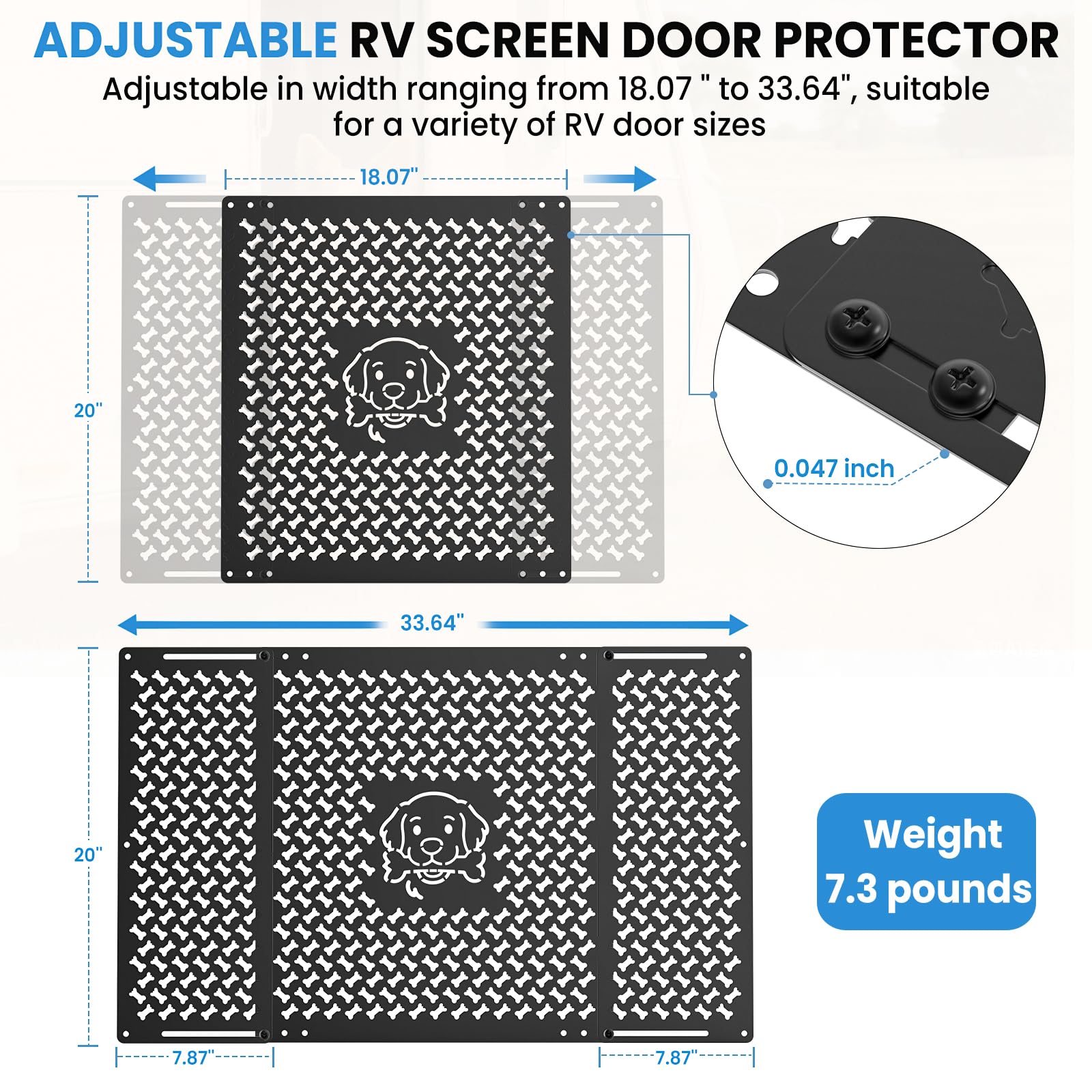 RVSNAIL heavy-duty aluminum construction resists scratches from active pets.
