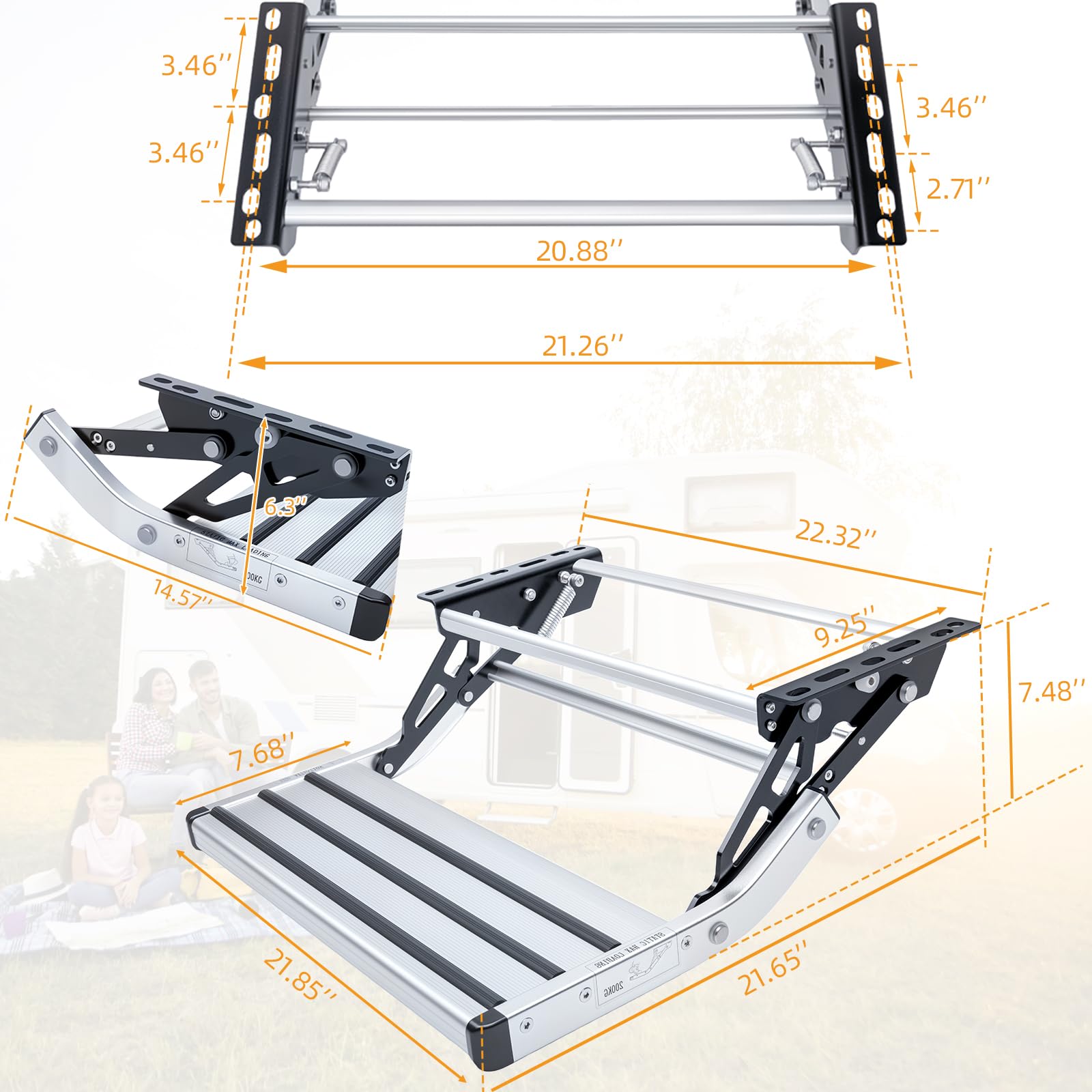 RVSNAIL RV Steps with 440lbs capacity supports heavy loads safely.