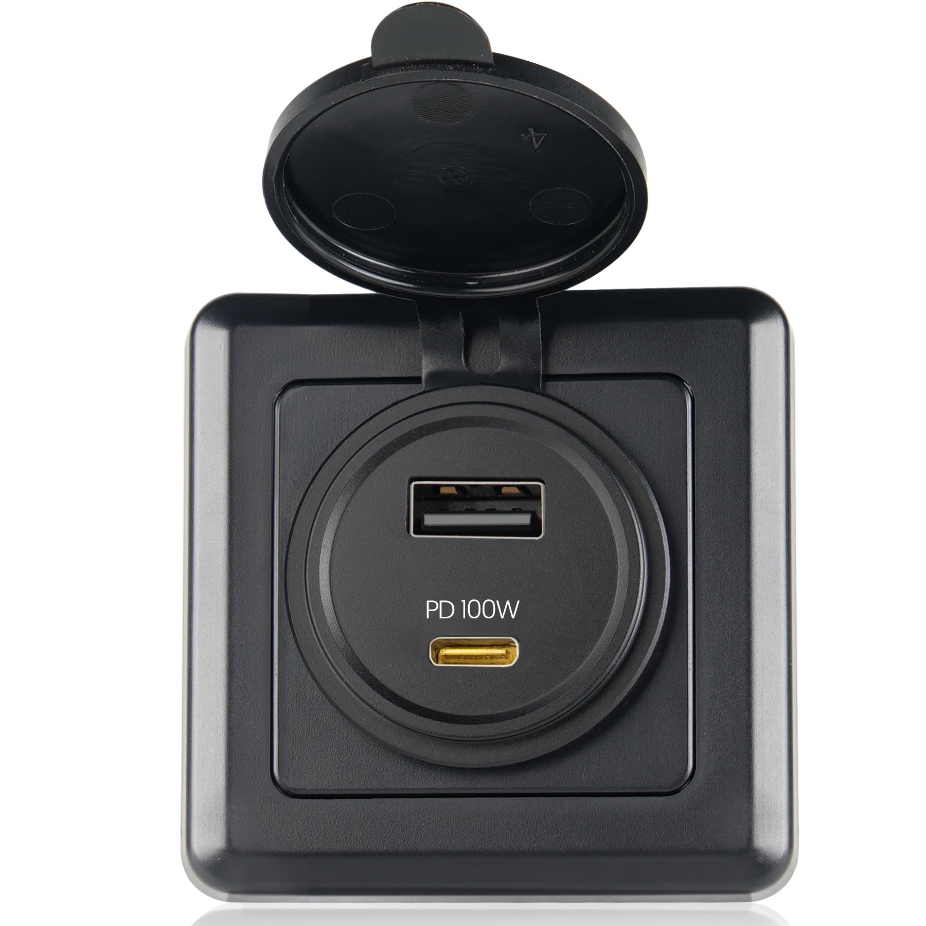 RVSPARK 118W RV USB outlet front view enables rapid on-the-road charging.