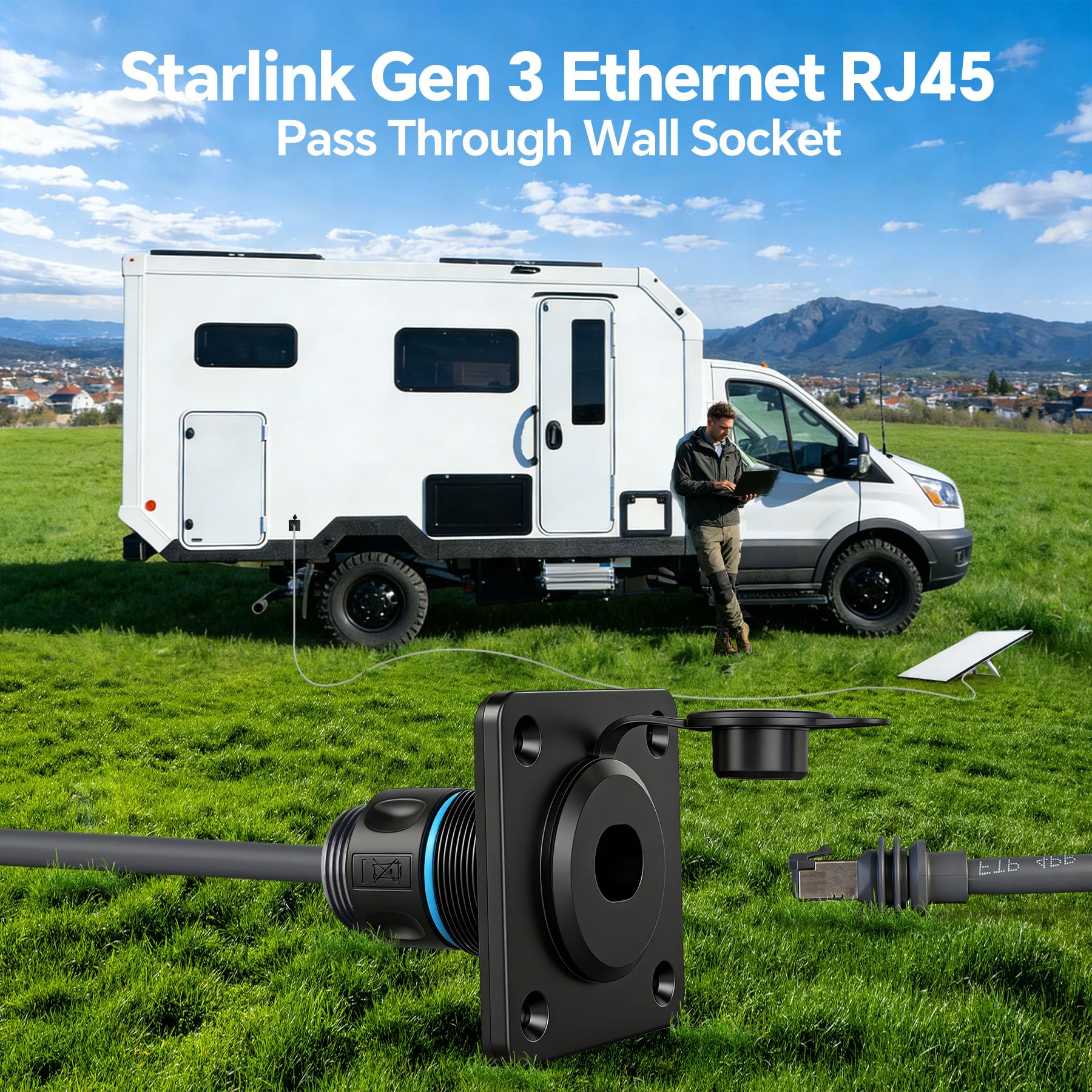 RVSPARK aluminum bulkhead panel RJ45 receptacle for rugged outdoor connectivity