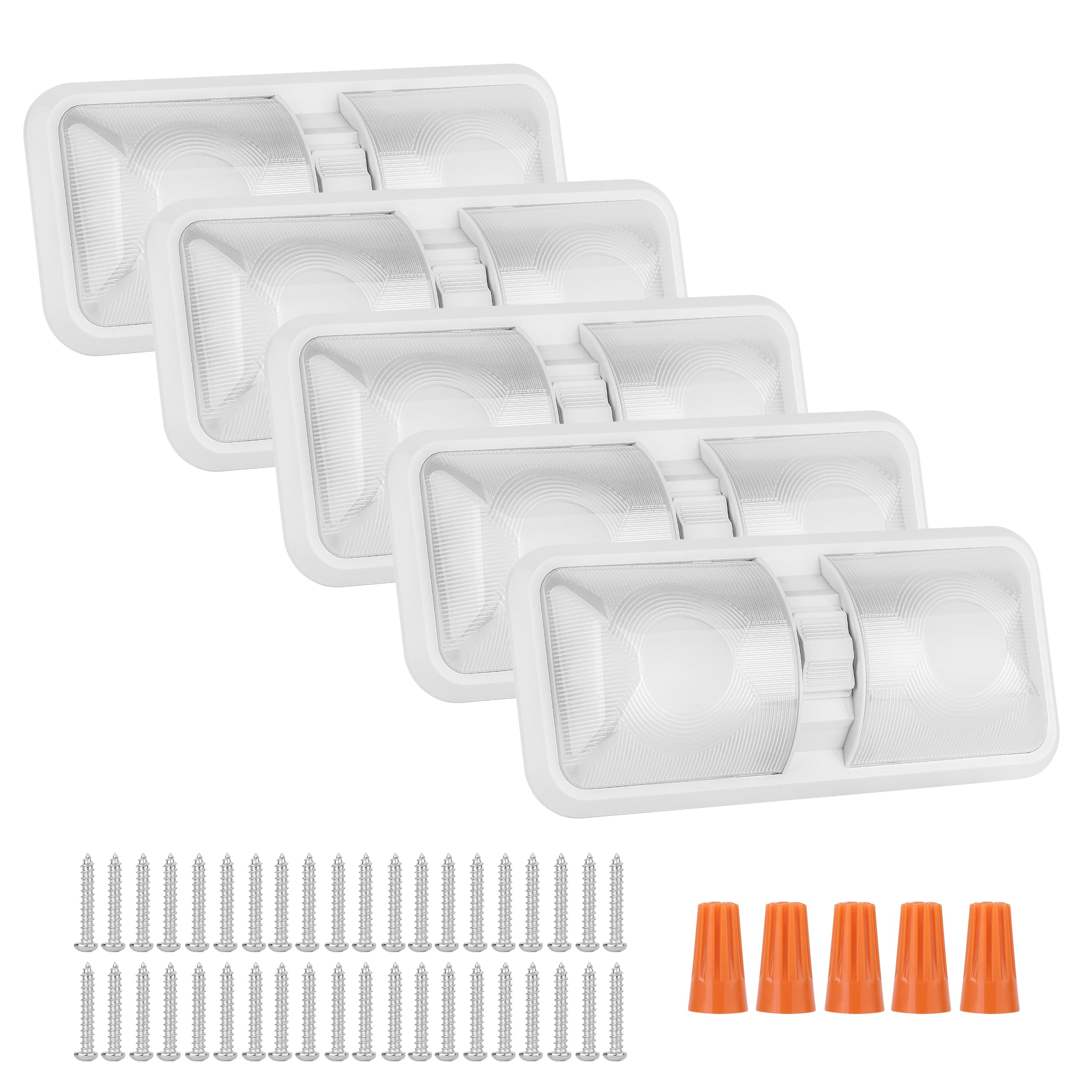 RVZONE 12V LED double-dome ceiling light for RV interiors with balanced illumination