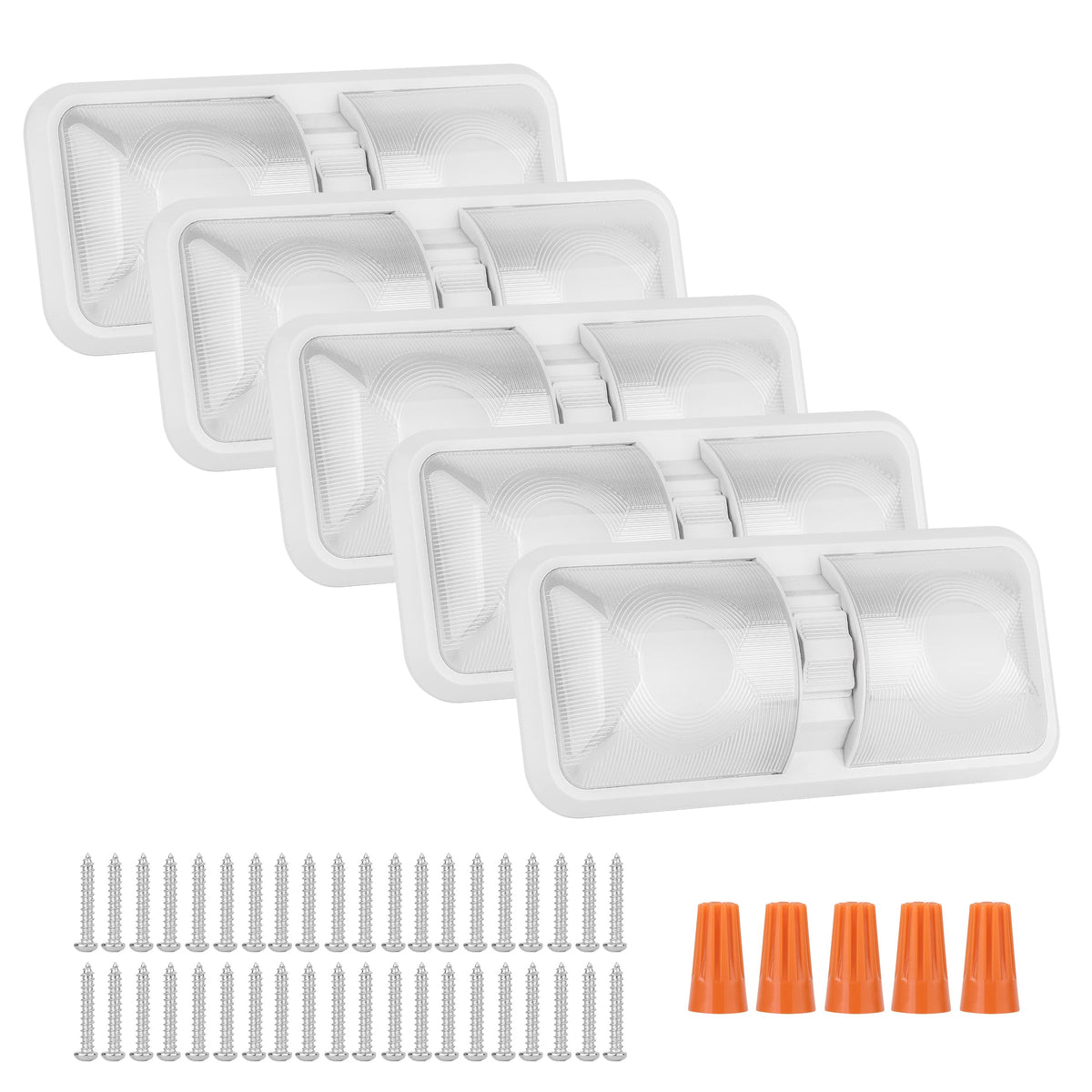 RVZONE 12V LED double-dome ceiling light for RV interiors with balanced illumination
